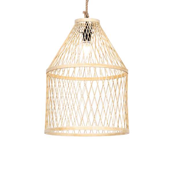 Rusztikus kültéri függőlámpa rattan 40x55 cm - Calamus