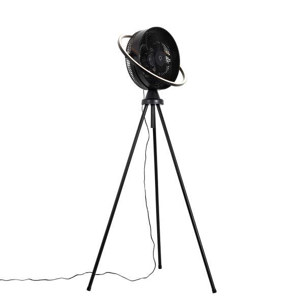 Álló ventilátor állványon fekete, LED-del, 3 fokozatú fényerő-szabályozóval és állítható - Marleen