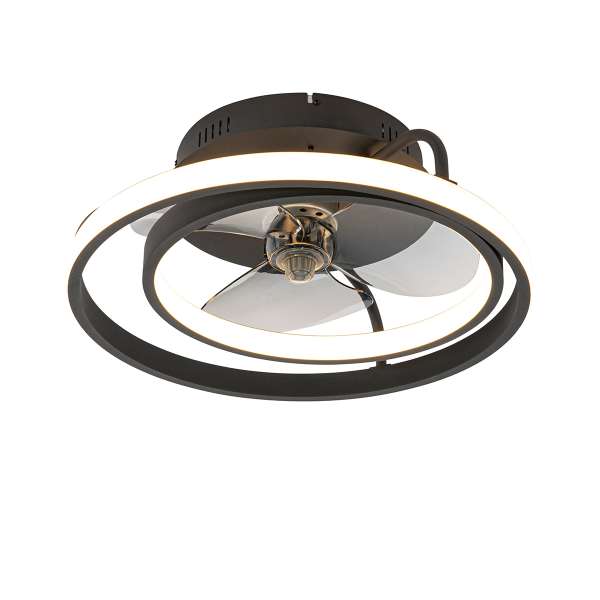 Mennyezeti ventilátor fekete 46,5 cm LED-del, távirányítóval - Kees