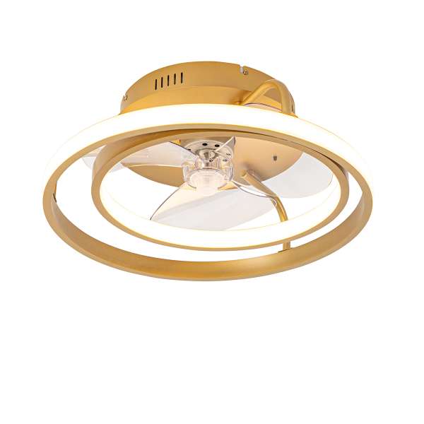 Mennyezeti ventilátor arany 46,5 cm LED-del, távirányítóval - Kees