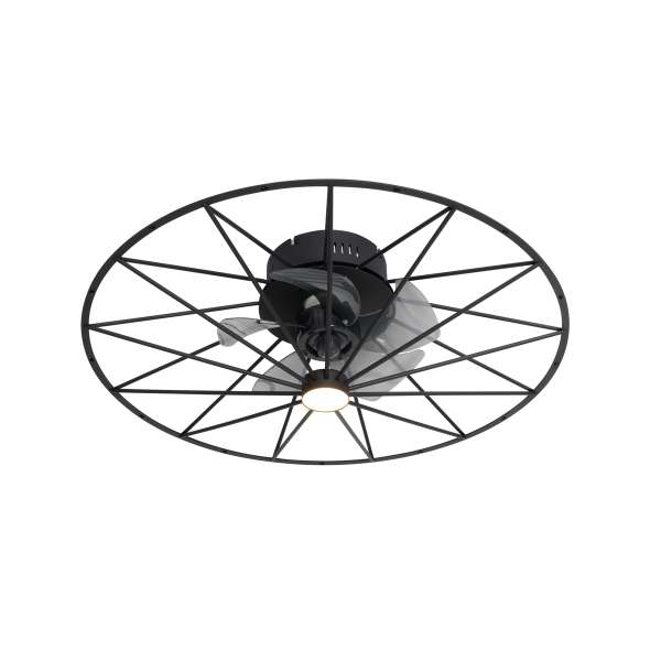 Mennyezeti ventilátor fekete 62cm LED-del, fényerőszabályzóval és távirányítóval - Yaran