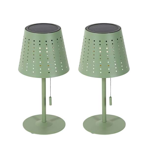 2 db asztali lámpa készlet zöld LED-del 3 fokozatú fényerőszabályzóval, újratölthető és napelemes - Ferre