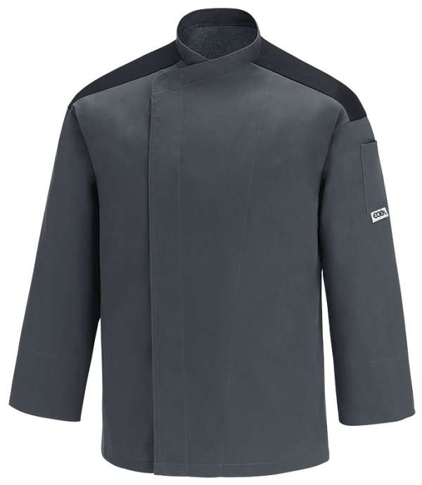 Szakácskabát  EGOchef CONVOY szürke - váll betét - hosszú ujjú