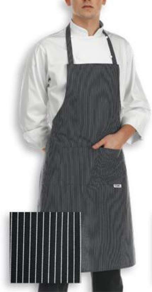 Szakács nyakkötény EGOchef - vékony fehér csíkok