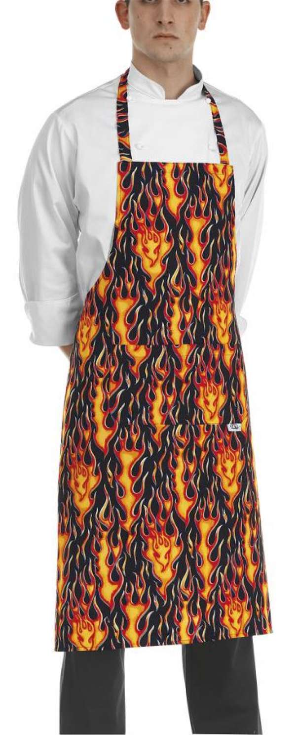 Szakács nyakkötény EGOchef zsebbel - láng minta