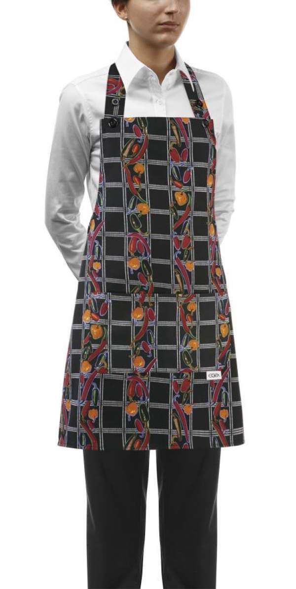 Szakács nyakkötény zsebbel NŐI - paprika