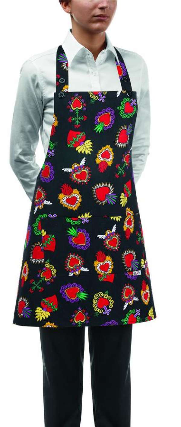 Szakács nyakkötény EGOchef NŐI zsebbel - szívek