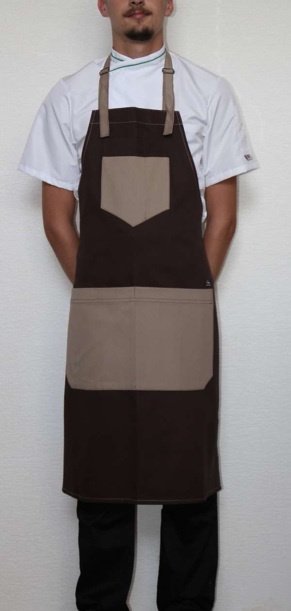 Szakácskötény nyakpántal FASHION 100% pamut - barna
