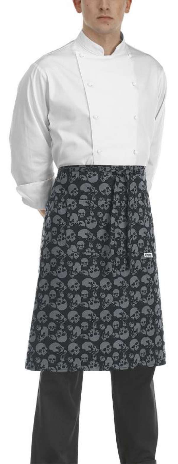 Szakácskötény rövid EGOchef zsebbel - koponya minta
