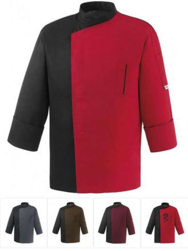 Szakácskabát EGOchef - kétszínű (piros, szürke, barna, bordó)