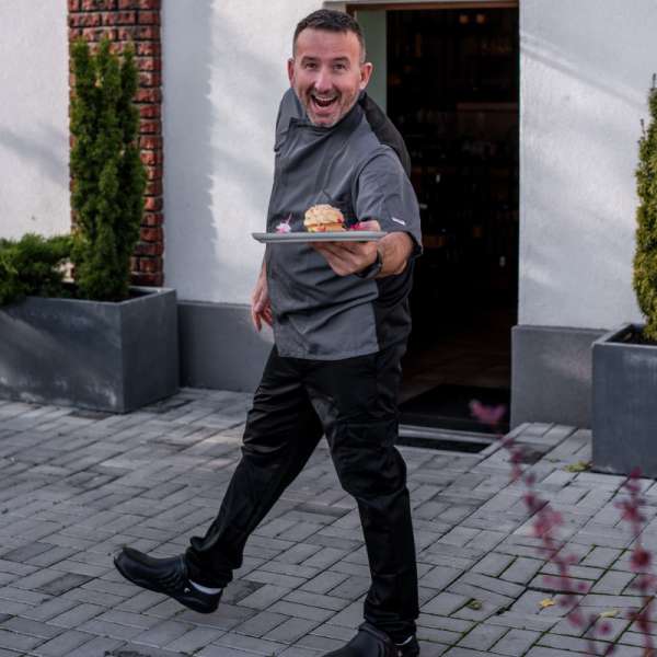 Szakácskabát EGOchef OTTAVIO cool vent szürke - rövid ujjú