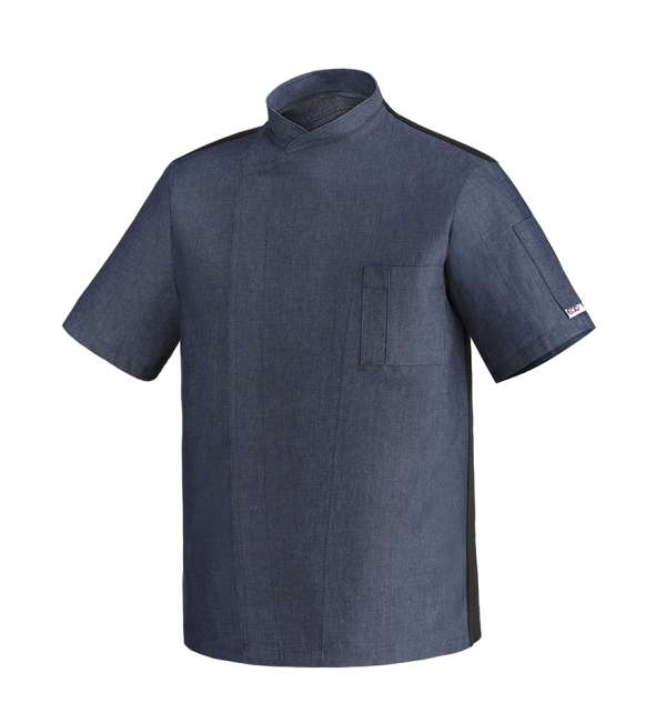 Szakácskabát EGOchef OTTAVIO cool vent JEANS (polipamut) - rövid ujjú