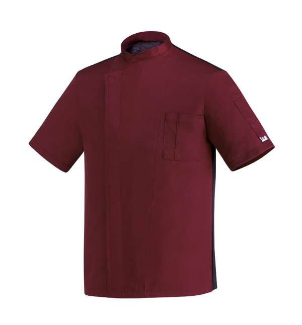 Szakácskabát EGOchef OTTAVIO MM bordó (polipamut) - rövid ujjú 
