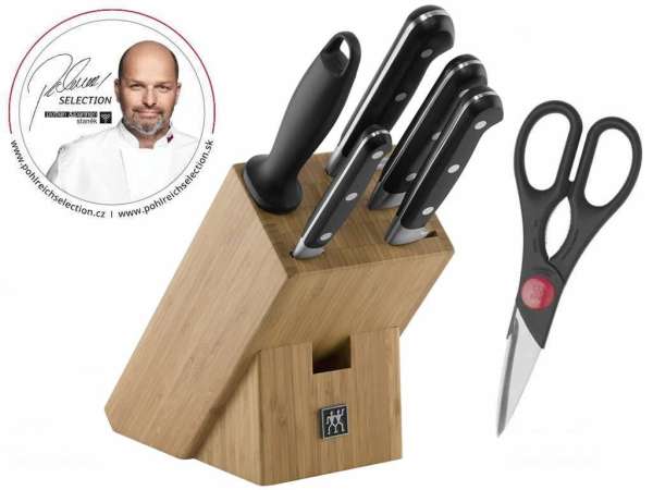 Késkészlet hüvelyben 6 db + olló Professional 