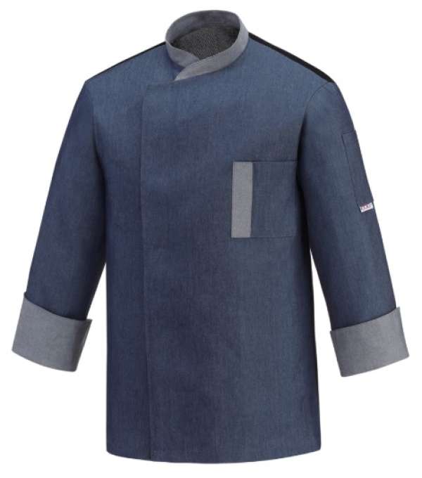 Szakácskabát EGOchef TWINS jeans - hosszú ujjú