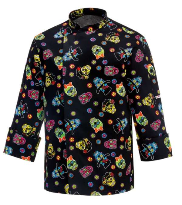 Szakácskabát  EGOchef 100% pamut - mexikói koponyák