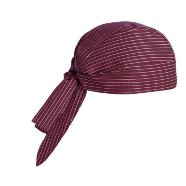 Szakács fejkendő EGOchef - bordó fehér csíkokkal