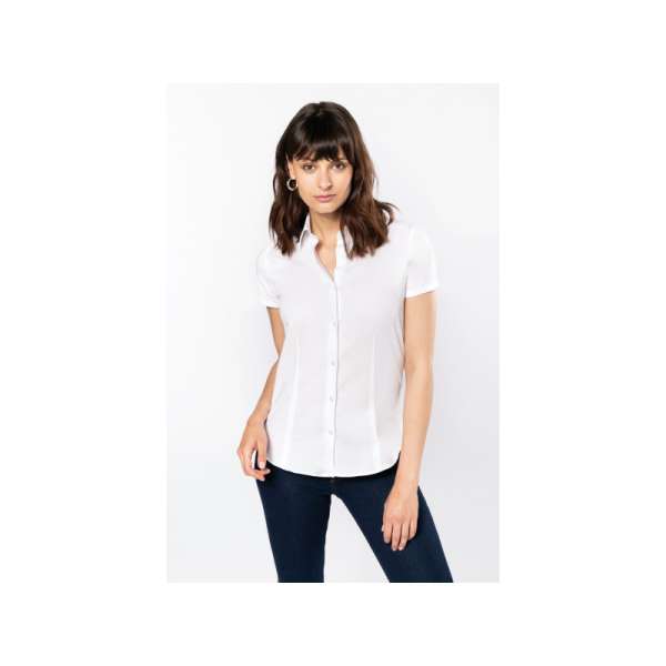 Női pincér blúz KARIBAN rövid ujjú - Fehér