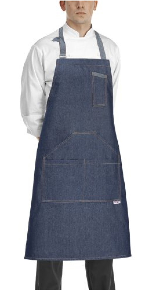 Szakács nyakkötény EGOchef  zsebekkel - jeans