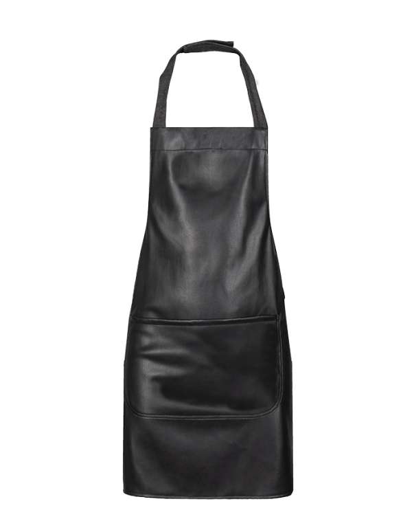 Csapos kötény hosszú TOMA - fekete / öko-bőr