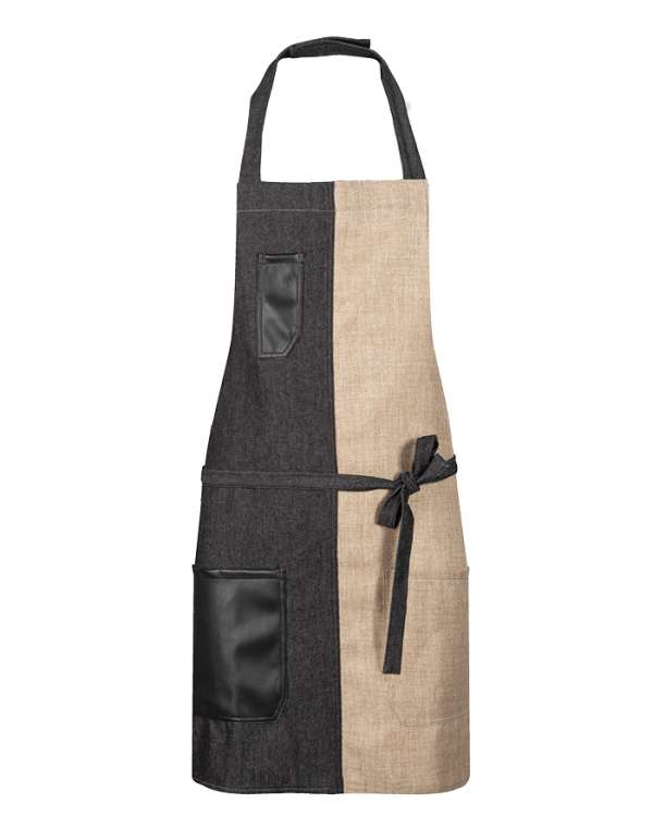 Csapos kötény hosszú TOMA TOMA - bézs/fekete