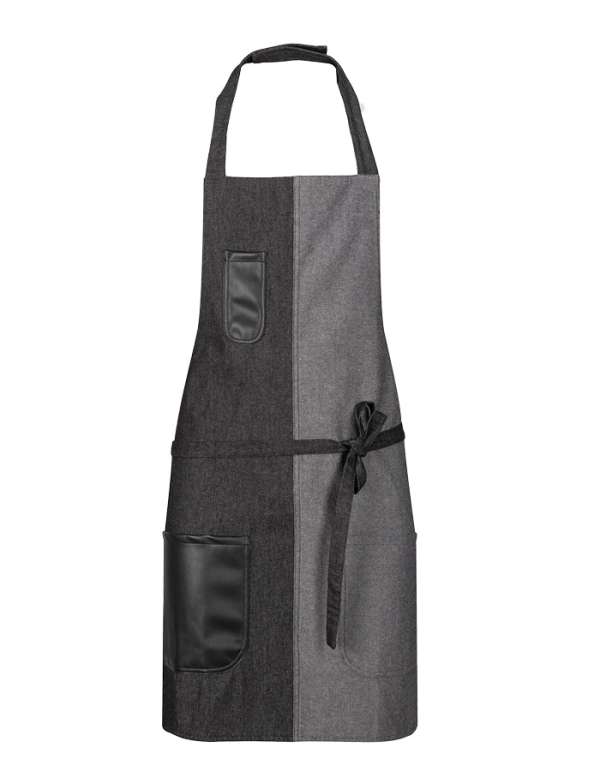 Csapos kötény hosszú TOMA - fekete/szürke