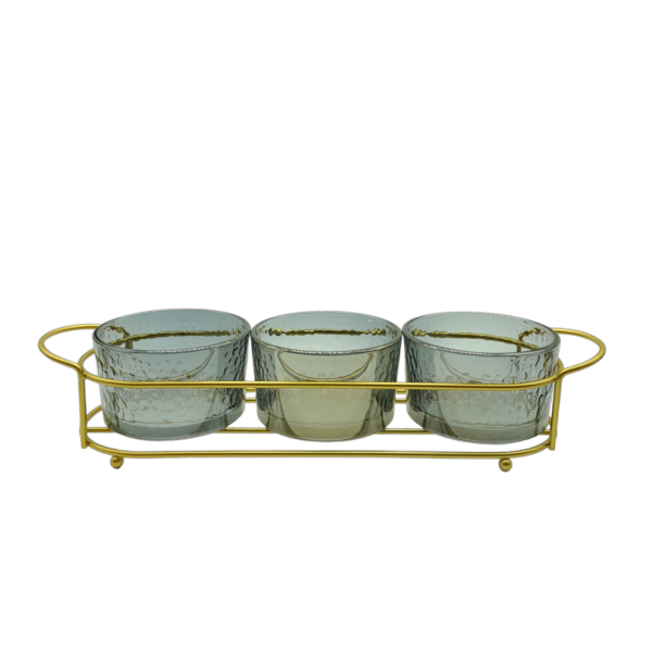 Szürke színű üveg tálalóedény - 3 részes