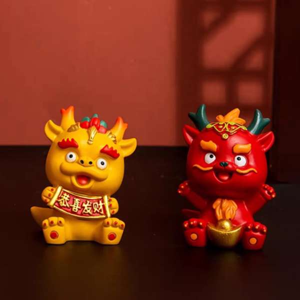 Kis kínai sárkány szobor - Sárga