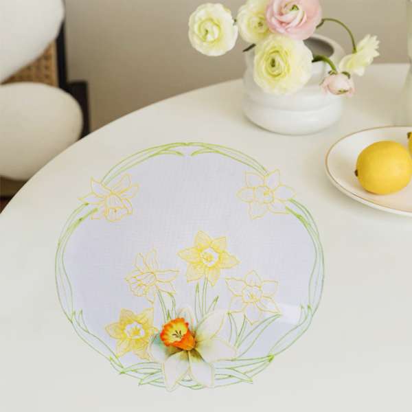 Nárcisz mintás kerek húsvéti tányéralátét