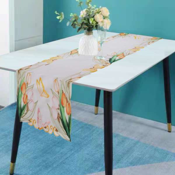 Pillangó & tulipán mintás húsvéti asztali futó - 40x110 CM