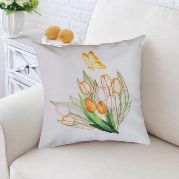 Pillangó & tulipán mintás díszpárnahuzat