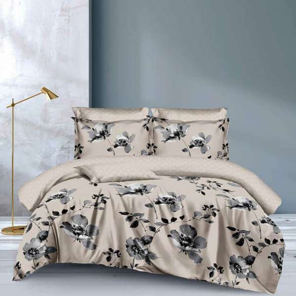 Bézs virágmintás 7 részes ágyneműhuzat