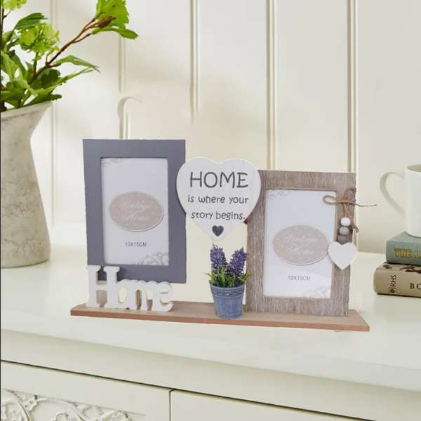 Home 2 fotós asztali képkeret