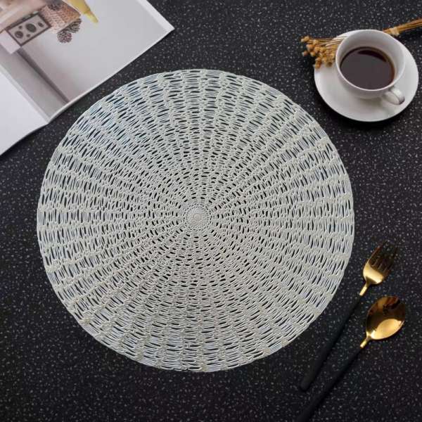 Hálómintás kerek tányéralátét - Ezüst