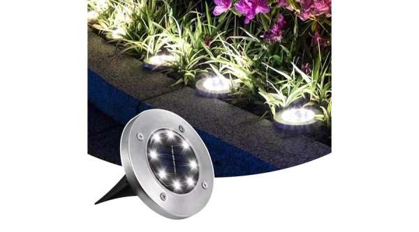 LED-es leszúrható nyomvonaljelölő szolár lámpa - kör alakú - hidegfehér