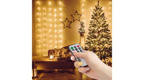 Fényfüggöny - 200 db melegfehér LED - 2 x 2 méter USB - távirányítós