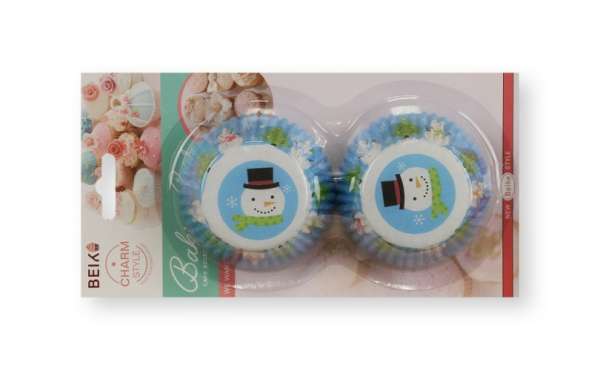 50 db-os világoskék hóemberes karácsonyi muffin papír