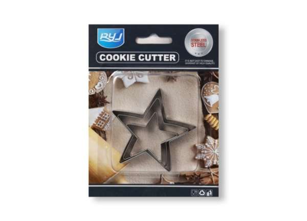 Csillag alakú süti kiszúró készlet – 3 részes, fém