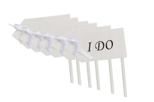 6 részes „I DO” feliratos muffin díszítő készlet