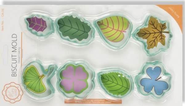 Levél formájú süti kiszúró készlet – 8 részes, tartós műanyag