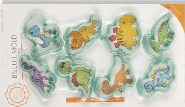 Dinoszaurusz sütemény kiszúró készlet – 8 egyedi minta műanyagból
