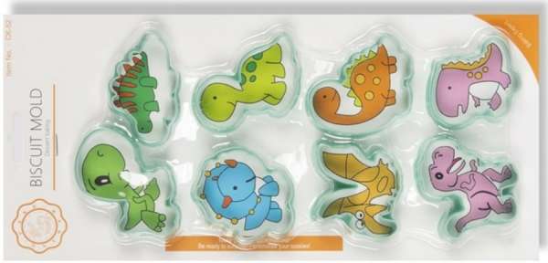 Dinó Sütikiszúró Készlet – 8 db Műanyag Kiszúró, Sütéshez és Dekoráláshoz