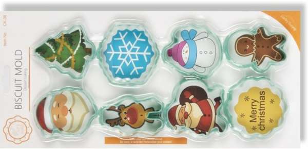 Karácsonyi süti kiszúró készlet - 8 db műanyag forma (Tökéletes édességekhez)