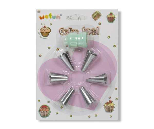 Díszítőcső Készlet, 6 db - Habzsák Csatlakozóval Torta Díszítéshez