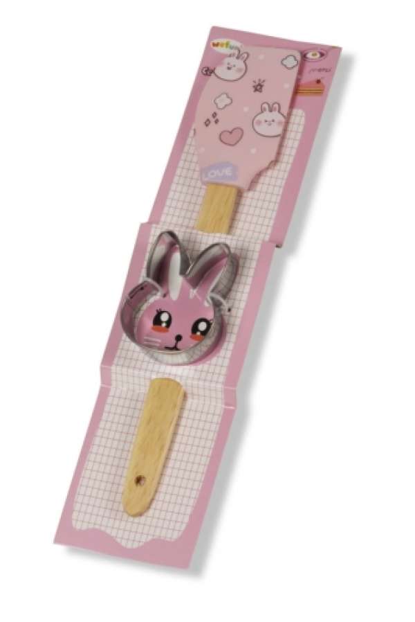 Nyuszifej sütikiszúró és mintás spatula szett – dekorációhoz