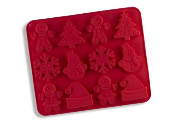 Ünnepi Szilikon Csoki- és Bonbonforma – Karácsonyi Design, 12 Adagos