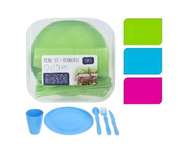 Műanyag piknik készlet dobozban