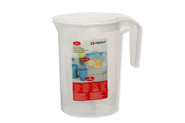 1,75 l-es műanyag kancsó 4 db pohárral Alpina