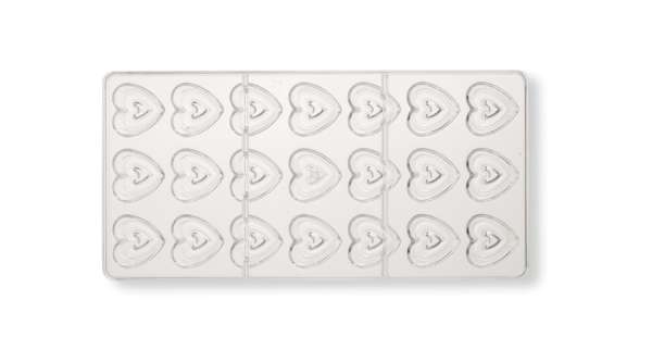 Szív Alakú Csokoládéforma – 21 Adagos Polikarbonát