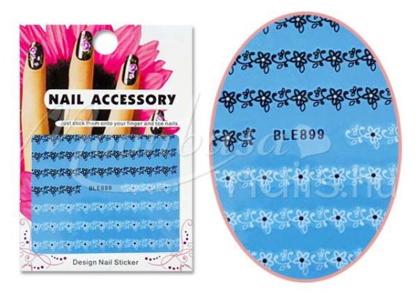 Akril hatású matrica  Fekete és fehér virágminta sor BLE899